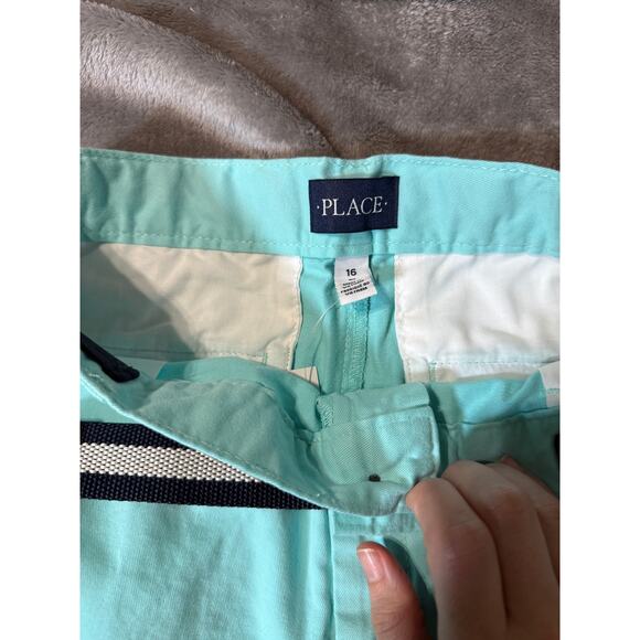NWT Place SZ 16 Shorts Turquoise Light Blue w Belt Adjustable 10” Inseam Preppy - Picture 4 of 7